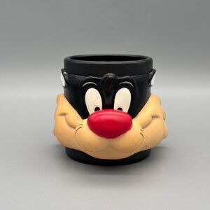Vintage 1993 Sylvester Black Cat Looney Tunes 3D Plastic Coffee Cup Mug